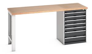 Bott Cubio Pedestal Bench with MPX Top & 7 Drawers - 2000mm Wide  x 750mm Deep x 940mm High. Workbench consists of the following components... 940mm High Benches